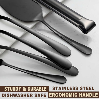 BEWOS Serving Utensils, 20-Piece Large Serving set, Serving Spoons, Slotted Spoons, Serving Tongs & Forks, Cake Server, Butter Knife, Stainless Steel Serving Utensils Set for Parties, Dishwasher Safe