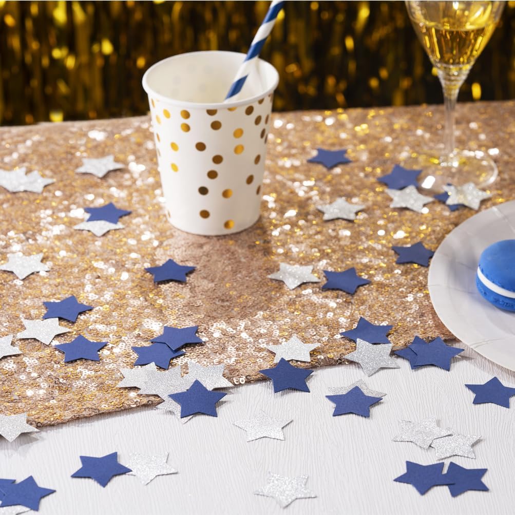 MOWO Glitter Five Stars Confetti Wedding Party Decor and Table Decor, 1.2’’ in Diameter (Glitter Gold,200pc)