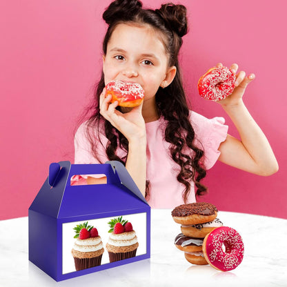XAGLVV 24 Pack White Paper Gable Boxes,6.2 Inch Candy Boxes with Handle, Snack Party Favor& Gift Cookie bags for kids Birthday,Wedding, Baby Shower, Graduation.