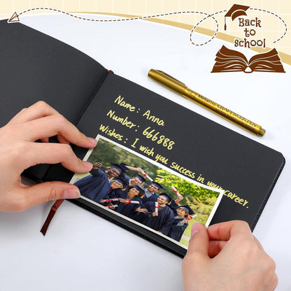 Frienda 2026 Graduation Guest Book Leather Guest Sign in Book with Pen Graduation Party Favors Congratulation Graduates Signature Books(Class of 2026,Black, Gold)
