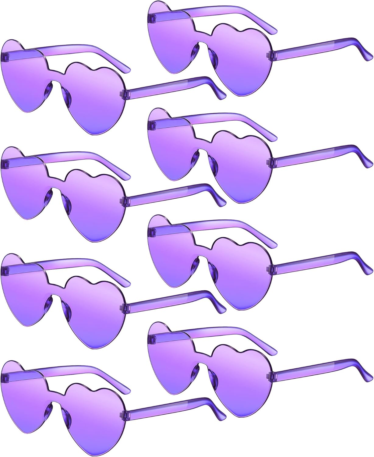 Frienda 8 Pairs Heart Shaped Sunglasses for Women Rimless Heart Glasses Candy Color Sunglasses for Party Favor