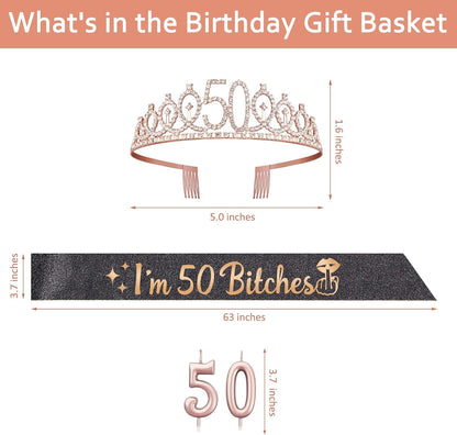21st Birthday Decorations for Her with 21st Birthday Sash and Crown, Candles Gold, Gifts for 21 Year Old Girls