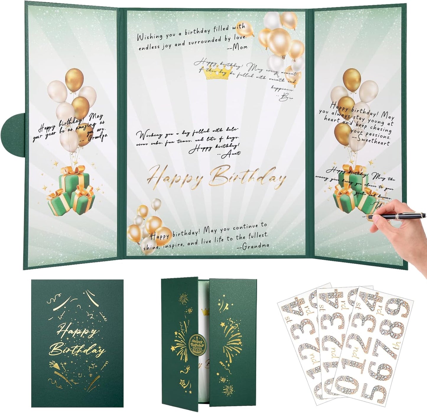 Rose Gold Birthday Party Decorations,18" x 12" Creative Birthday Decorations Guest Sign in Book Alternative, for Men and Women of All Ages, Happy Birthday Party Supplies