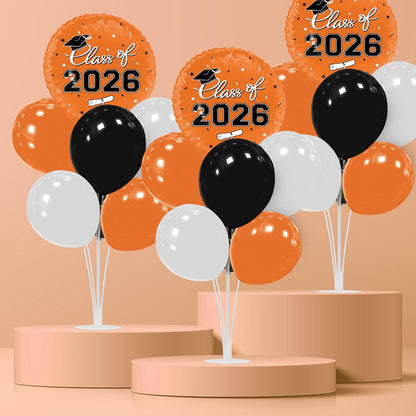 Graduation Decorations - 4 Set Balloon Stands, Class of 2026 Congrats Grad Table Centerpieces for Graduation Party Supplies(Gold& Black)