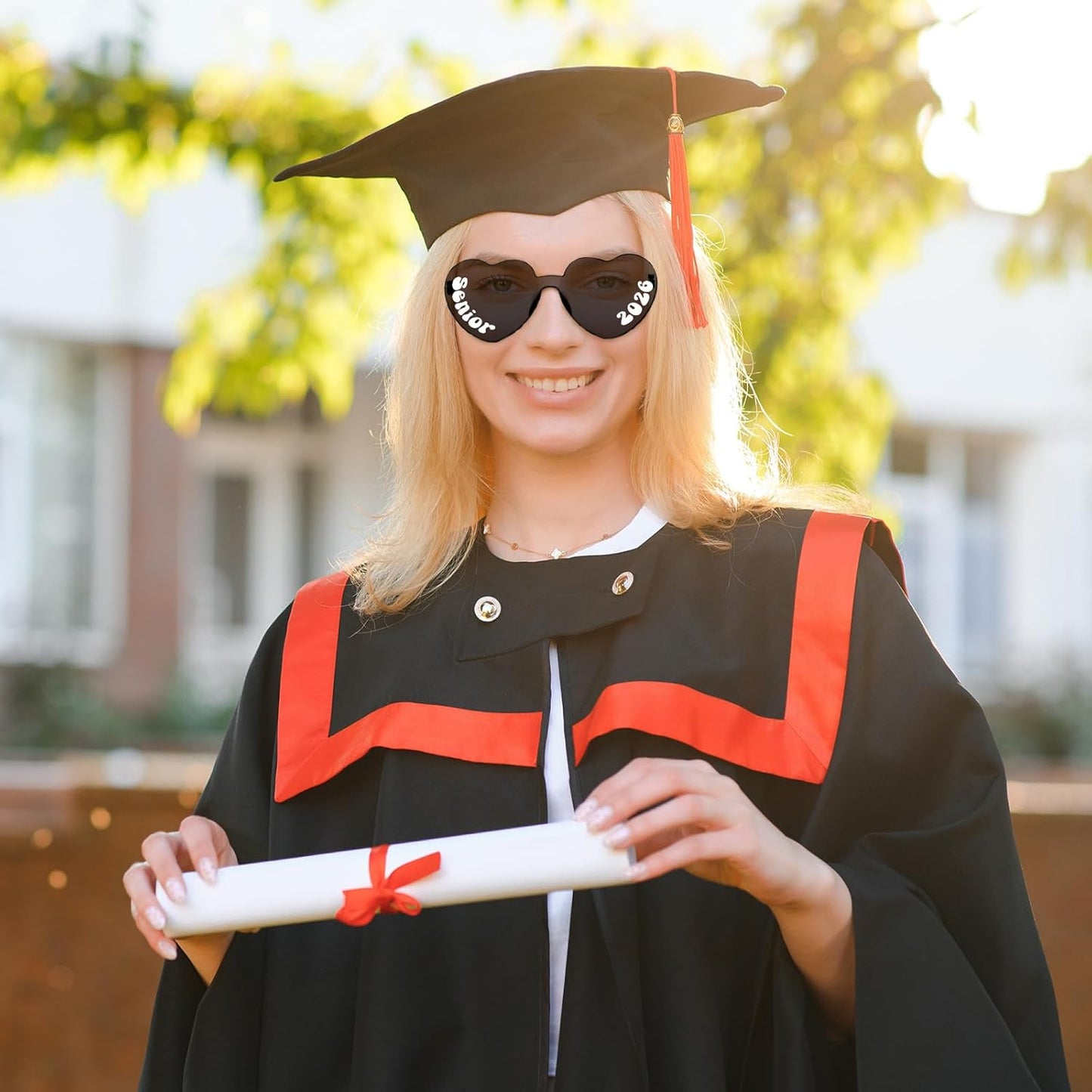 Xuhal 2026 Graduation Glasses Heart Shaped Plastic Eyeglasses Graduation Party Favor Photo Props