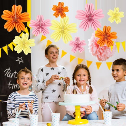 Party Hanging Paper Fans Decoration Set for Wedding Birthday Party Mother's Day Round Events Accessories Set of 8
