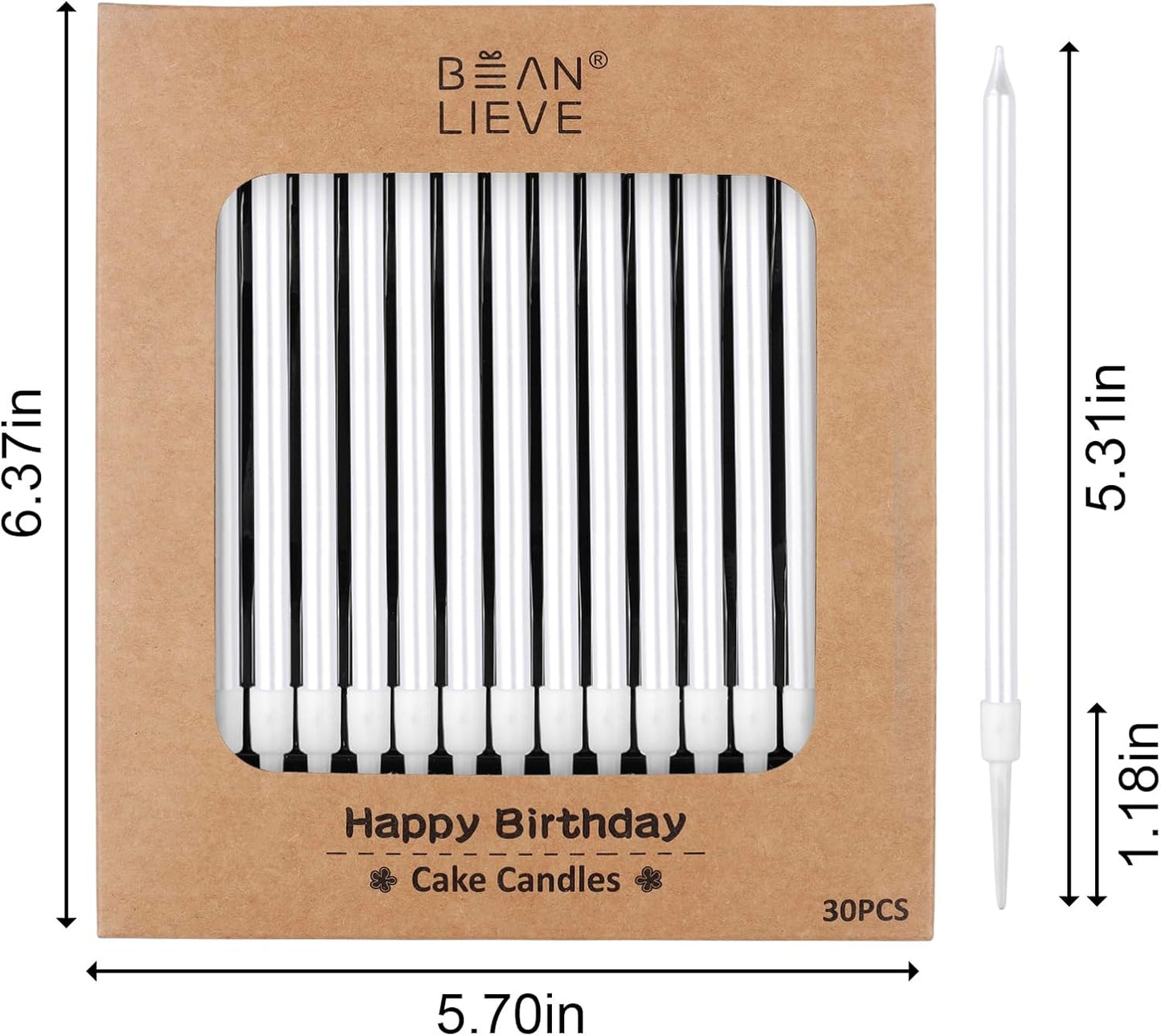 BEAN LIEVE 30-Count Champagne Gold Long Thin Metallic Birthday Candles, Cake Candles, Birthday Parties, Wedding Decorations, Party Candles, Cake Decorations
