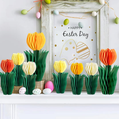SUNBEAUTY 9PCS Spring Wildflower Party Decorations Wild Flowers Honeycomb Centerpieces for Tables Wildflower Birthday Spring Flower Theme Party Decorations for Garden Baby Shower, Easter, Mothers Day