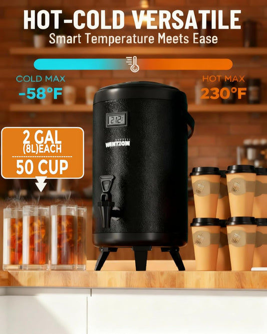 WantJoin Insulated Beverage Dispenser-75 Cup Hot&Cold water Urn for Catering-Stainless Steel Premium 12 L/3.2 Gallon Hot Drink Dispenser with Spigot for Coffee & Hot tea,Cold Milk,Water,Juice(Silver)