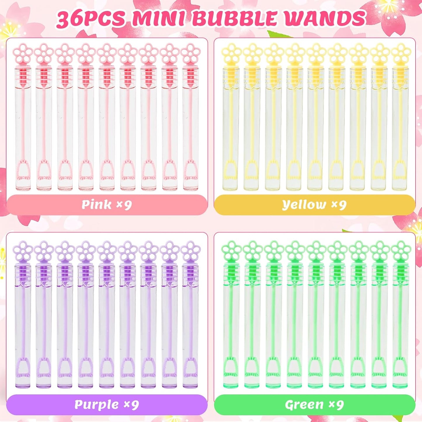 DERAYEE 36PCS Mini Bubble Wands for Kids Bulk, Flower Bubble Party Favors Toys for Birthday Wedding Gifts Goodie Bag Stuffers Classroom Prizes, Indoor Outdoor Activities for Girls & Boys