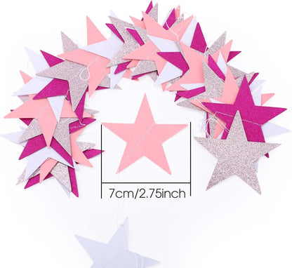 Patelai Glitter Star Garland Banner 2026 Graduation Decor 130 Feet Star Hanging Banner Twinkle Backdrop for Party Birthday Classroom Wedding Supplies(Gold)