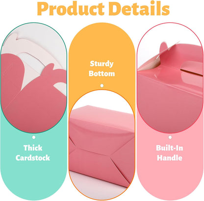 MIMIND 32 Pack Rainbow Party Favor Boxes Gable Treat Boxes with Handles 6 x 3.5 x 3.5 Inches Gift Birthday Goodie Boxes for Cookies Candies for Wedding Baby Shower Party Supplies