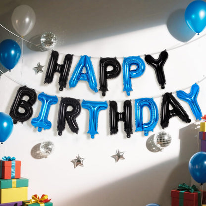 Happy Birthday Balloons Banner, Foil Balloon Personalized Name Letters Balloons Sign Birthday Party Decorations for Women Men Boys Girls Cream