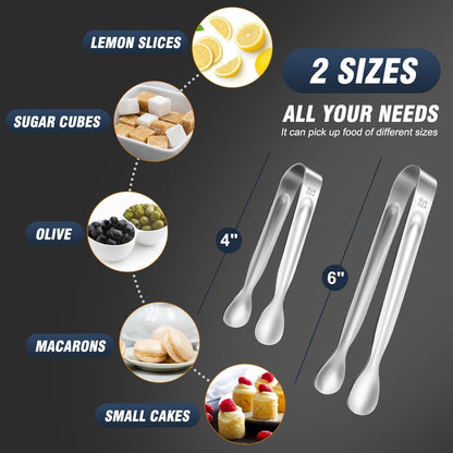 EDDEAS 12 PCS Small Serving Tongs, 4.3" Mini Gold Tongs, Gold Kitchen Tongs for Serving Food, Coffee Bar, Tea Party, Desserts Party and Ice Bucket