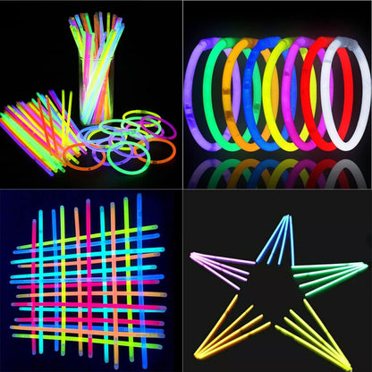200 Pcs Red Glow Sticks Bracelet Necklaces Bulk Glow in The Dark Party Supplies 8” Light Up Stick with Connectors for Christmas Valentine's Day Easter 4th of July Party Favors Birthday Carnival
