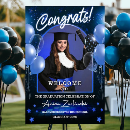 Graduation Party Welcome Sign, Photo Graduation Poster, Graduation Decorations, Grad Party Sign, Grad Welcome Sign, Graduation gift for best friend, Graduation gift for daughter, sister, brother - 1