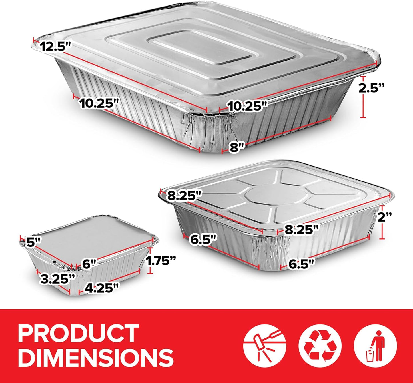 Stock Your Home Aluminum Pans 9x13 Disposable Foil Pans (30 Pack) - Half Size Steam Table Deep Trays - Tin Foil Pans Great for Cooking, Heating, Storing, Prepping Food