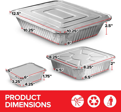 Stock Your Home Aluminum Pans 9x13 Disposable Foil Pans (30 Pack) - Half Size Steam Table Deep Trays - Tin Foil Pans Great for Cooking, Heating, Storing, Prepping Food