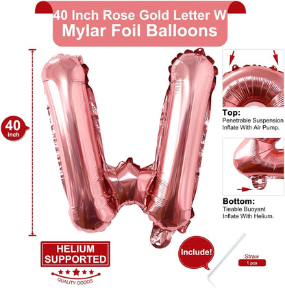 Lovoir 40 Inch Large Rose Gold Letter A Balloons Big Size Jumbo Mylar Foil Helium Balloon for Birthday Party Celebration Decorations Alphabet Rose Gold A