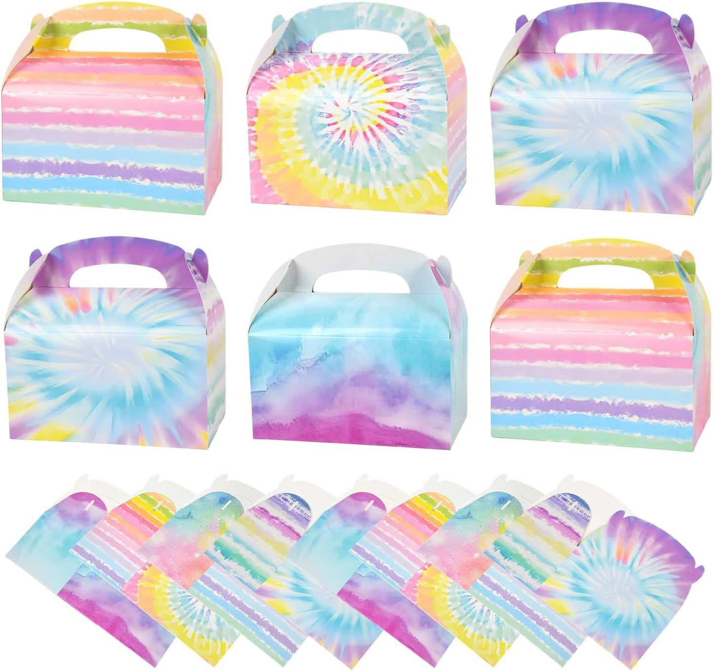 DjinnGlory 36 Pack White Party Favor Treat Boxes with Handle, DIY Paper Boxes for Baby Shower, Birthday, All Occasion, Small Gable Boxes for Small Business 6.18 x 3.58 x 3.38 Inches