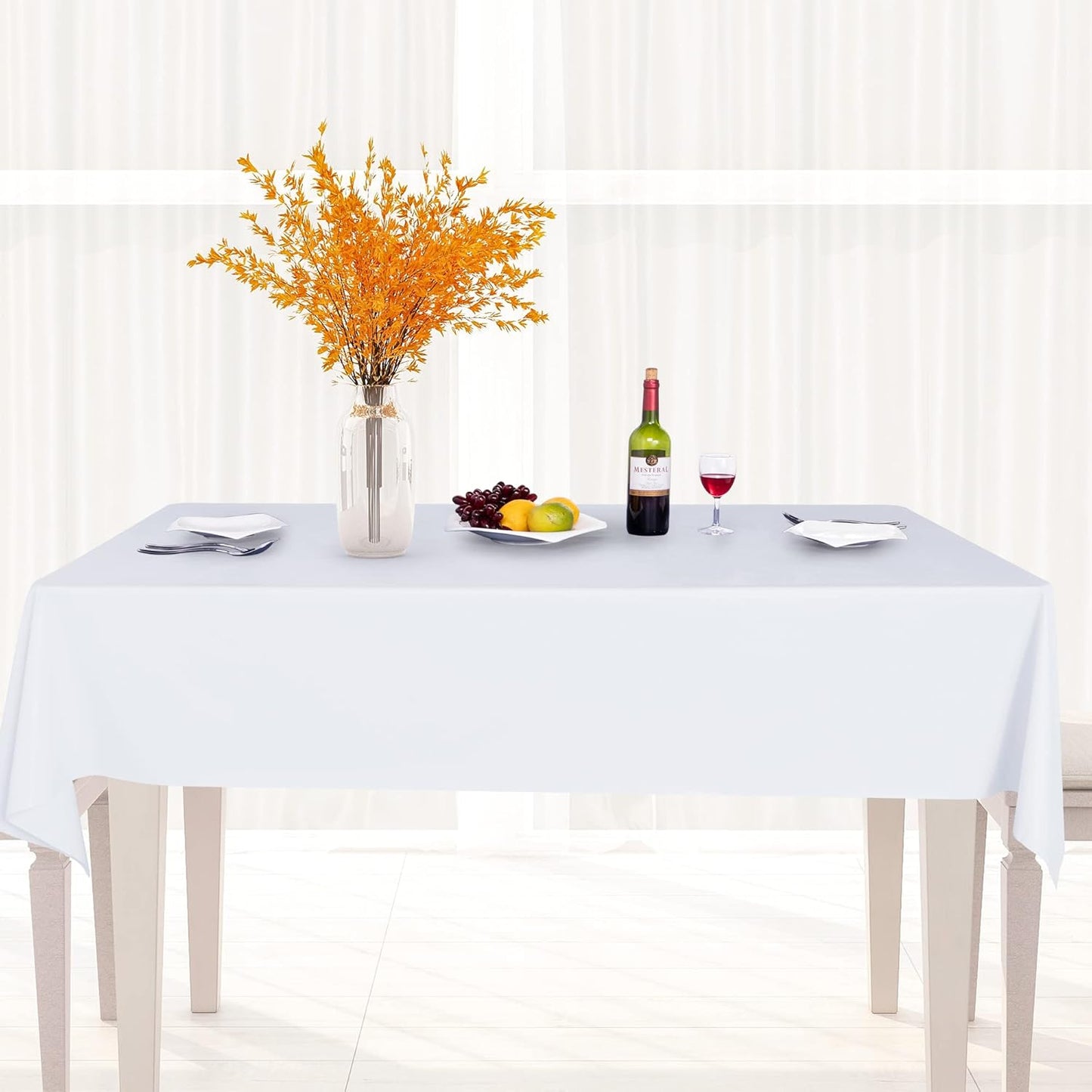 sancua Clear Plastic 100% Waterproof Tablecloth - 54 x 78 Inch - Vinyl PVC Rectangle Table Cloth Protector Oil Spill Proof Wipe Clean Table Cover for Dining Tables, Parties & Camping, Crystal Clear