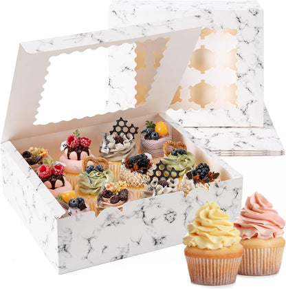 12 Count Cupcake Boxes, 4PCS Cupcake Container with Window, Food Grade Cupcake Holder for Birthday Holiday Party, Bakery Supplies for Cupcakes, Desserts, and More