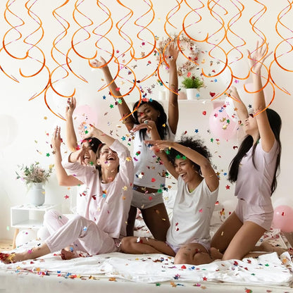 30 Pieces Hanging Swirl Party Decorations Foil Decorations Ceiling Swirl Spiral Hanging Plastic Streamer for Ceiling Birthday Graduation Wedding Celebration Baby Shower Party Supply (Black)