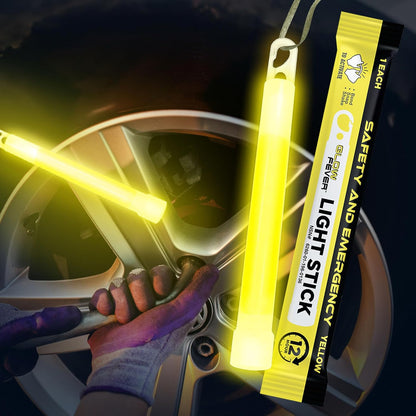 Glow Fever Emergency Safety Military Grade Glow Sticks, 30pcs 6'' Lightsticks, Light Up Ultra Bright with 12 Hours Duration. for Hiking Party Camping Blackouts Hurricane Shelter Survival Kit (Yellow)