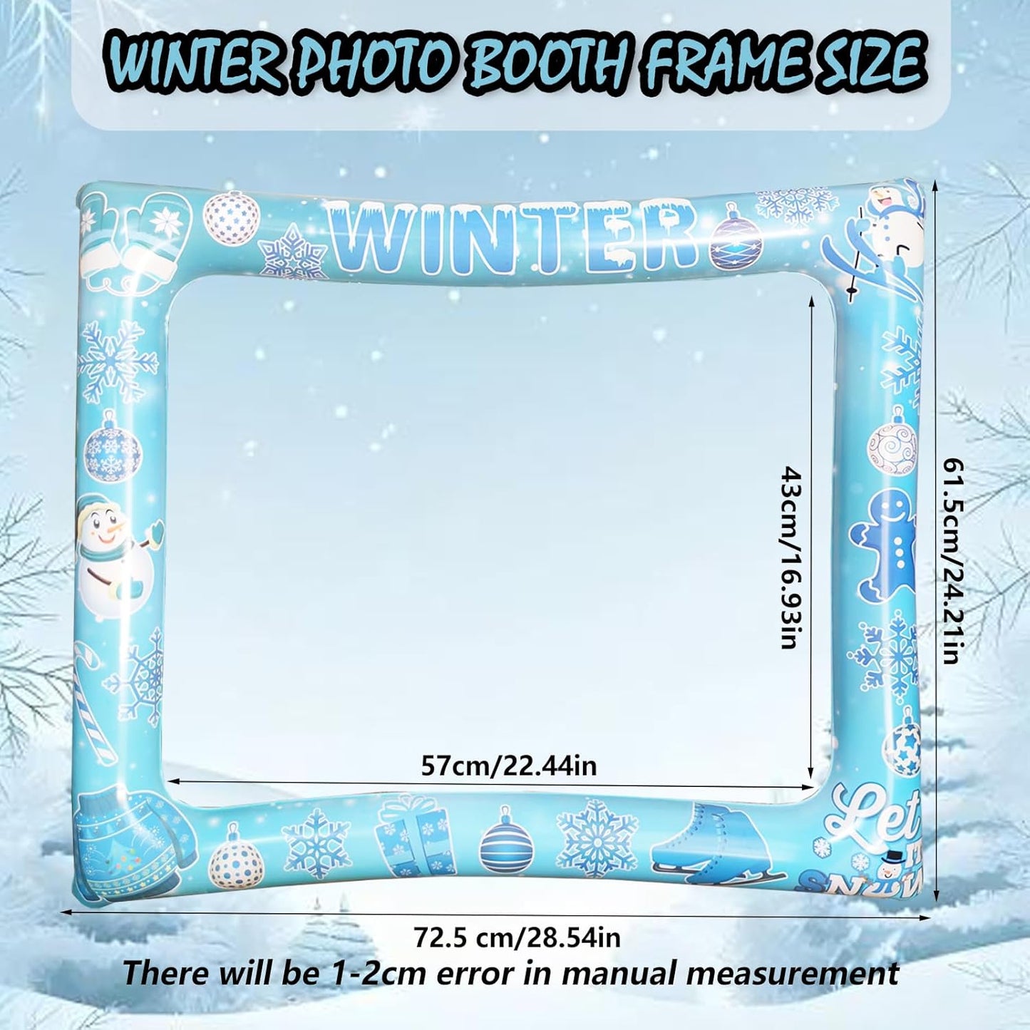 Giant Winter Wonderland Inflatable Photo Photo Frame, Funny Winter Photo Booth Props for Snowman Snowflakes Christmas Frozen Winter Party Decorations Supplies