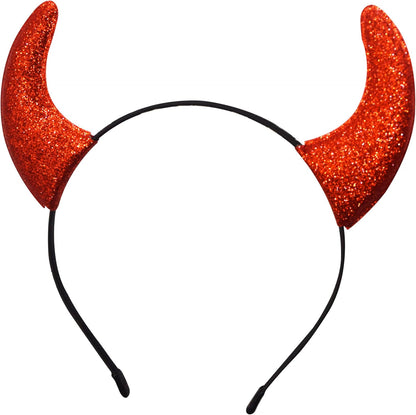 Giraffe Manufacturing Red Devil Horns Headband for Kids and Women - Glitter Devil Ears Dragon Horns Devil Costume Accessories - Cosplay New year Theme Parties Apparel Accessories for Women