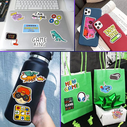 QTL Neon Stickers for Teens & Students Prizes, Waterproof Vinyl Party Favor Stickers, School Rewards, Water Bottle and Laptop, 50PCS - Colors B