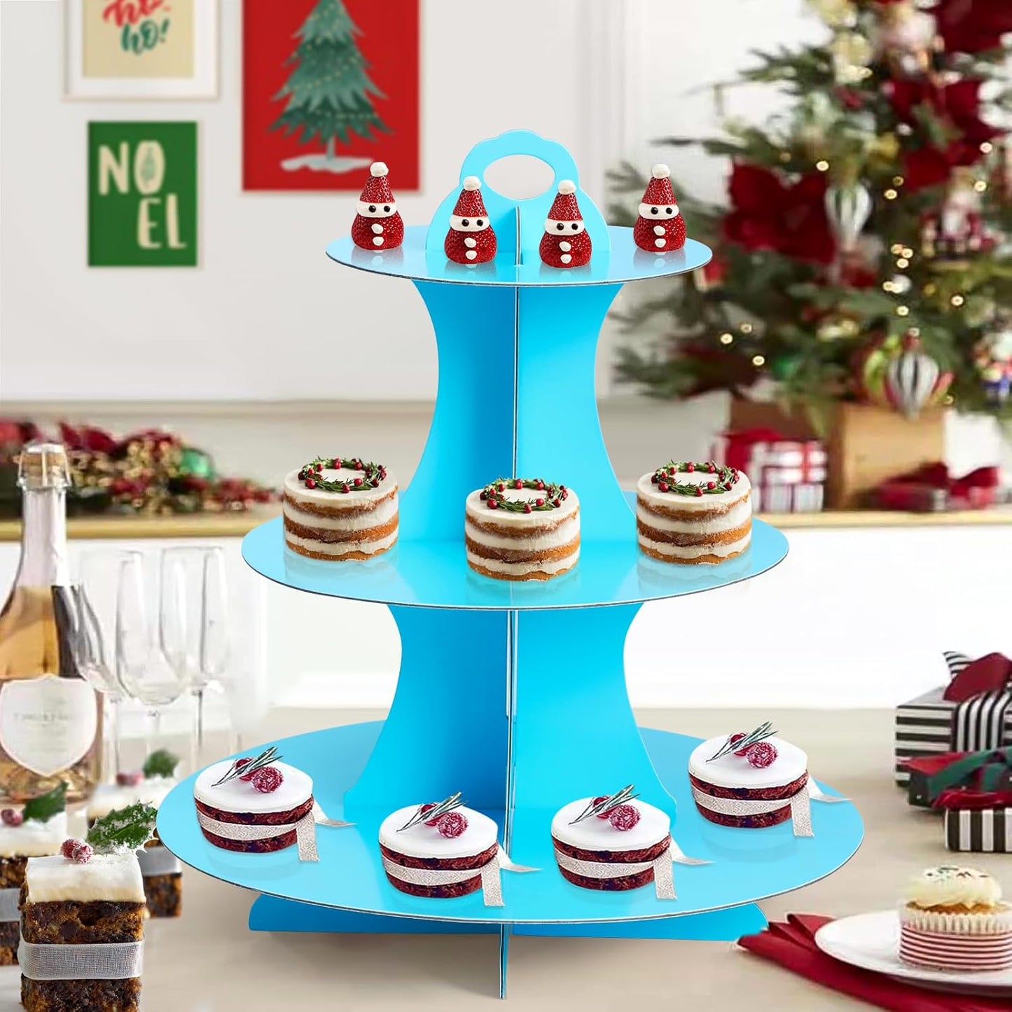 Soleebee 3-Tier Round Cupcake Stand, Cardboard Cupcake Tower, Dessert Cup Cake Stand Tower for Birthday Wedding Party Decoration, Cupcake Tier Stand 1 Set (Hot Pink)