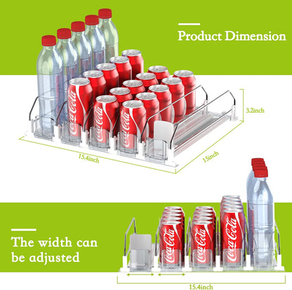 IBORING Drink Organizer for Fridge,Self Pushing Fridge Drink Organizer,Automatic Drink Dispenser for Fridge-Holds up to 30 Cans