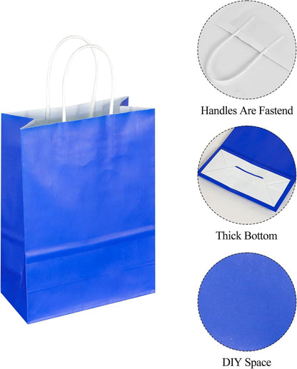 BLEWINDZ 32 Pieces Gift Bags with 32 Tissues, 8 Colors Party Favor Bags with Handles, Rainbow Gift Bag for Wedding, Birthday, Party Supplies and Gifts