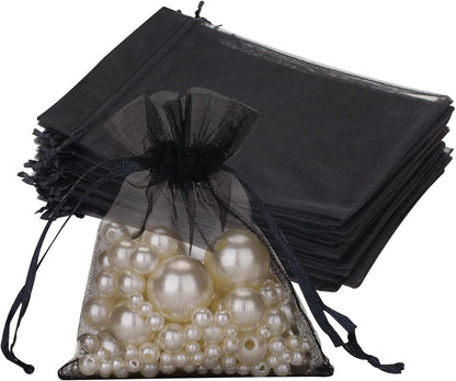 joycraft 50Pcs Organza Bags, 2x3 inch Gift Favor Bags, White Wedding Favor Bags, Jewelry Pouches with Drawstring, Mesh Bags Drawstring for Jewelry, Festival, Makeup, Candy, Desserts