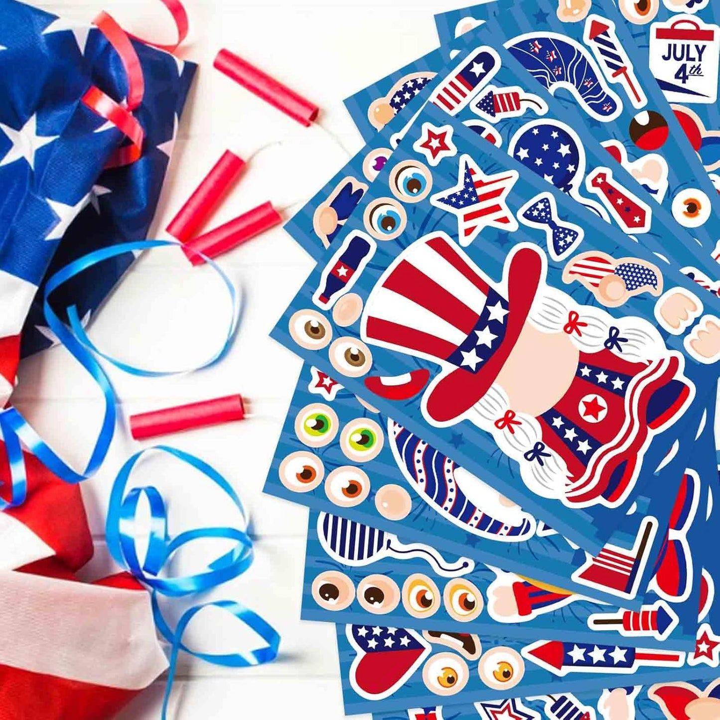 24 Sheets Summer Stickers for Kids Toddlers, Make-a-face Stickers for Kids Classroom Make Your Own Animal Mix & Match Sticker, Pool Beach Luau Hawaii Sticker, Summer Holiday Party Favors