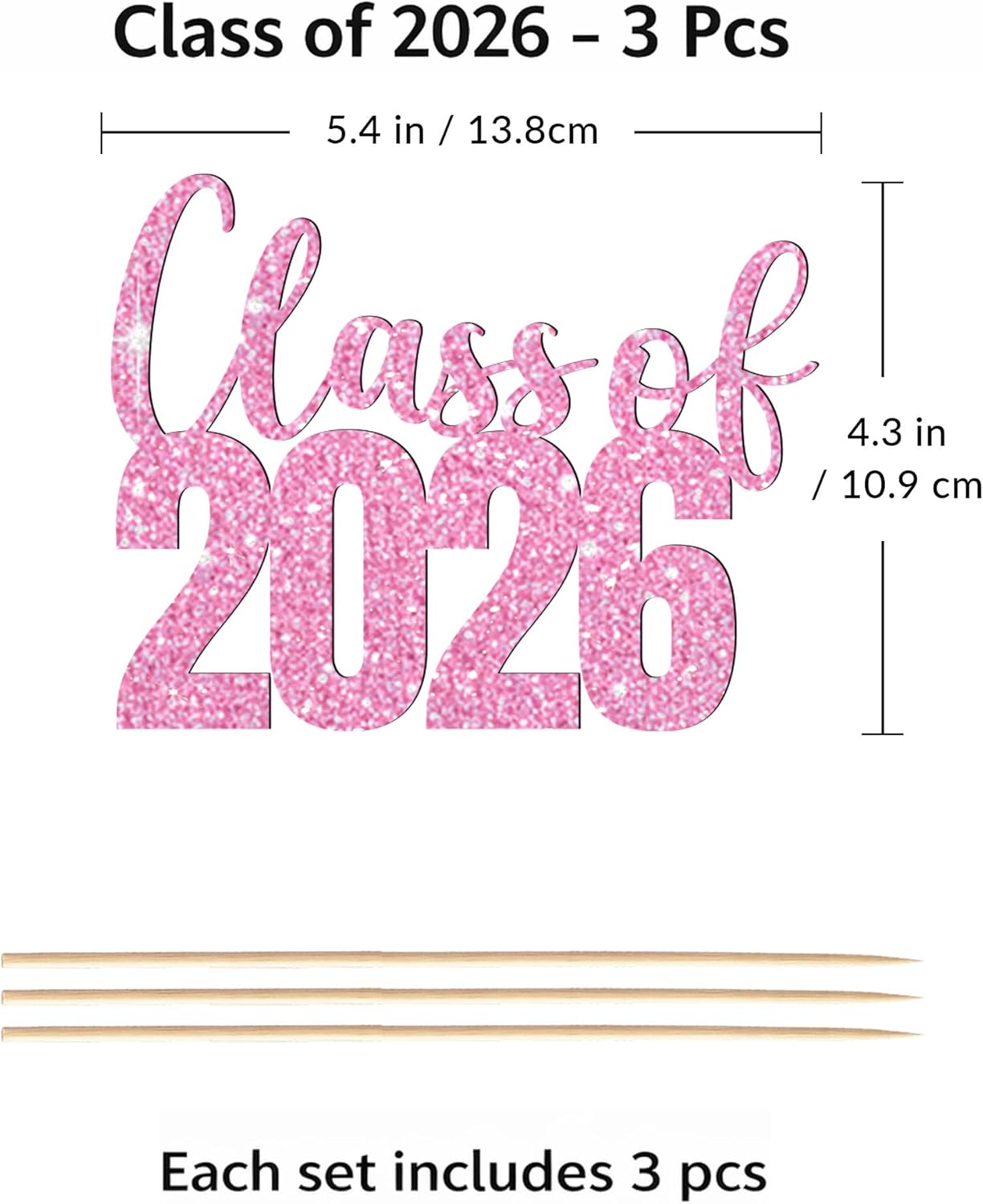 Class of 2026 Centerpieces Sticks for Graduation, 16 Pcs Graduation Decorations Cake Toppers, Graduation Theme Party Decorations Supply(BG)