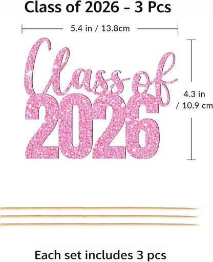 Class of 2026 Centerpieces Sticks for Graduation, 16 Pcs Graduation Decorations Cake Toppers, Graduation Theme Party Decorations Supply(BG)