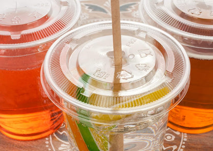 Golden Apple Cup series, 9oz Clear Plastic cups with Flat lids no hole 50sets