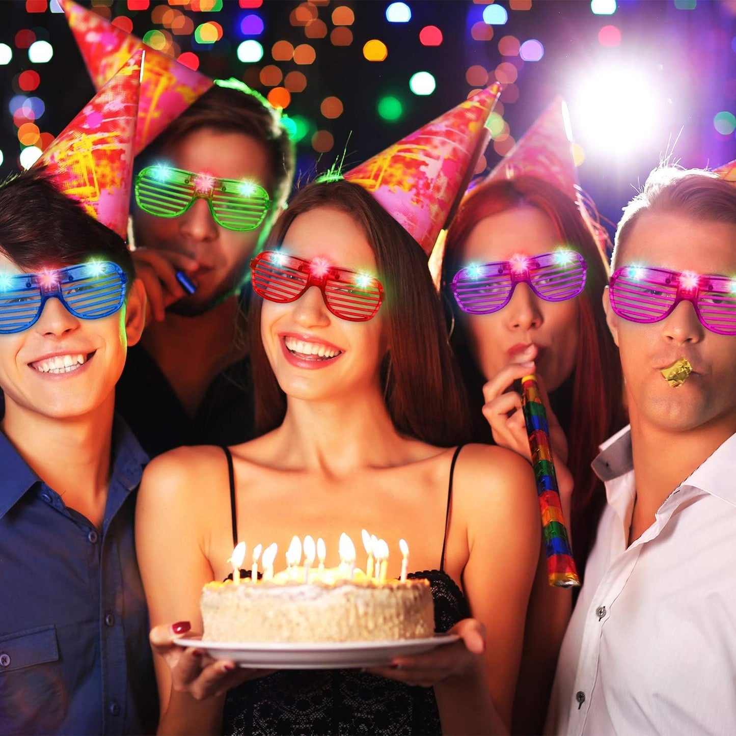 iGeeKid 50 Pack LED Glasses Light Up Party Glasses Glow In The Dark Party Supplies Shutter Neon Toys Flashing Glasses Party Patriotic