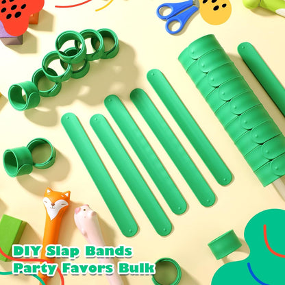 Vinsot 30 Pcs Silicone Slap Bracelets Gift for Kids DIY Slap Bands Party Favor Soft Blank Snap Wristbands Bulk for School Craft Project Painting Classroom Prizes Birthday Wedding