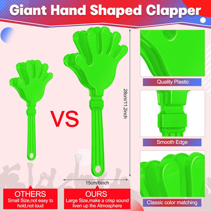 4 Pieces Jumbo Hand Clappers 11 Inch Noise Makers Party Favors Giant Large Hand Clappers Noise Makers for Sporting Events Cheers Ball Dance Basketball Football Noisemakers (Red)