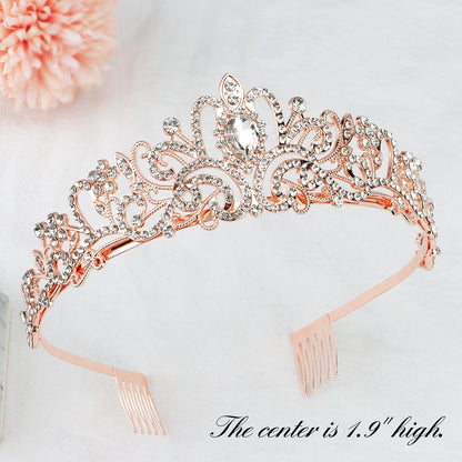 CIEHER Princess Crown and Birthday Sash Set, Pink Tiara for Women, Birthday Decorations for Girls, Gifts