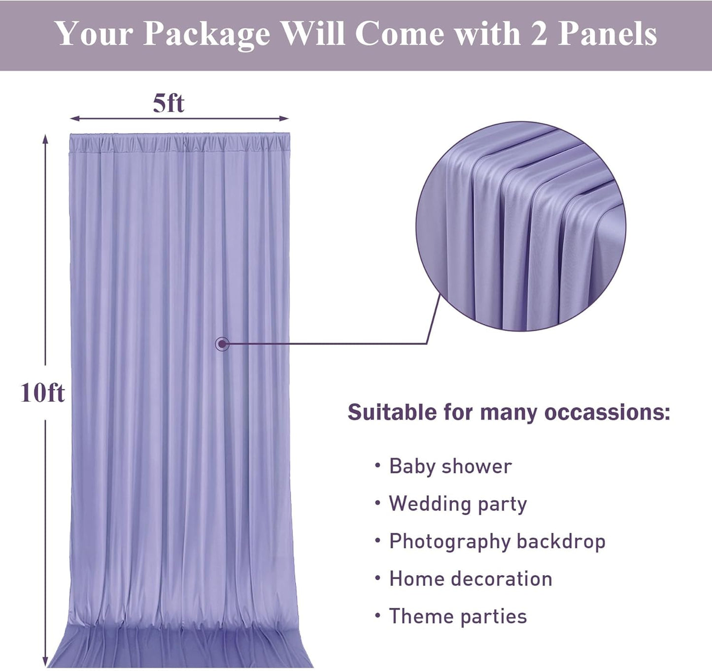 10ftx10ft Black Backdrop Curtains for Weddings Parties, Wrinkle Free 2 Panels Silky Polyester Photo Backdrop Drapes Back Drop Cloth Drapery for Birthday Mother'sDay Photography Background