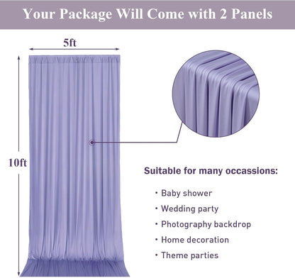 10ftx10ft Black Backdrop Curtains for Weddings Parties, Wrinkle Free 2 Panels Silky Polyester Photo Backdrop Drapes Back Drop Cloth Drapery for Birthday Mother'sDay Photography Background