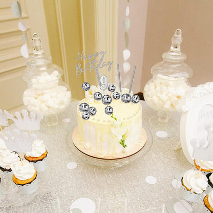 Yerliker 34 Pcs Happy Birthday Cake Toppers Decorations Birthday Candles DIY Cake Decor for Men Women Wedding Anniversary(Gold)