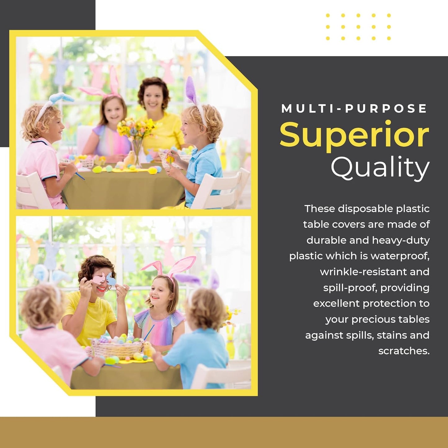 14 Pack Black 54 x 108 in. Rectangle Disposable Plastic Tablecloths - Smooth Decorative Covers for Parties, Weddings