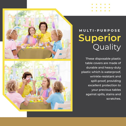 14 Pack Black 54 x 108 in. Rectangle Disposable Plastic Tablecloths - Smooth Decorative Covers for Parties, Weddings
