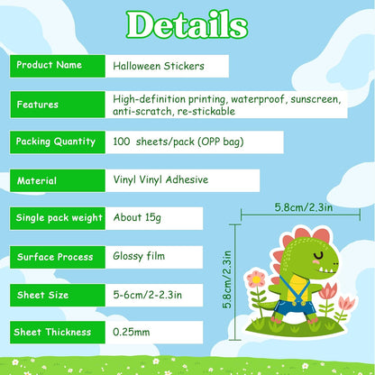 OHOME 100 PCS Water Bottle Stickers for Kids,Cute Animal Aesthetic Sticker Pack - Waterproof Vinyl Kawaii Stickers for Girls Boy Classroom Prizes,Party Favors for Scrapbook, Laptops, Journal,Birthday