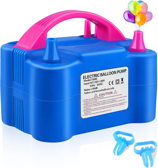 QIPUMP Balloon Pump Electric,110V 600W Balloon Blower Inflator Dual Nozzle Air Pump Balloons Inflator for Decoration, Party, Sport,Gifts:2 Balloon Tying Tools